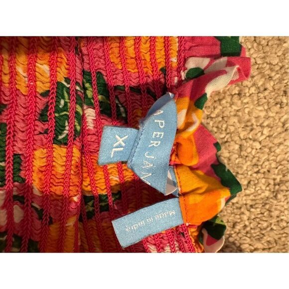 Draper James Taylor Smocked Dress in Pink With Oranges And Flowers Size XL W/ Po - Picture 10 of 12